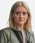 Anne-Marie Duff Reunion 2025 Christine Mokhtar Green Leather Jacket