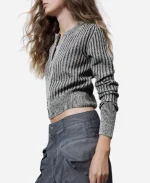 Art Detectives 2025 Nina Singh Ribbed Zipper Gray Cardigan