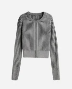 Art Detectives 2025 Nina Singh Ribbed Zipper Gray Cardigan For Sale