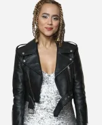 BAFTA Film Awards 2025 After Party Nathalie Emmanuel Black Leather Jacket