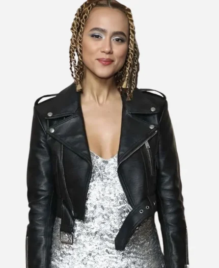 BAFTA Film Awards 2025 After Party Nathalie Emmanuel Black Leather Jacket