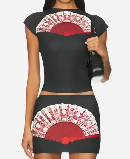 Beyond The Gates RhonniRose Mantilla Fan Print Top