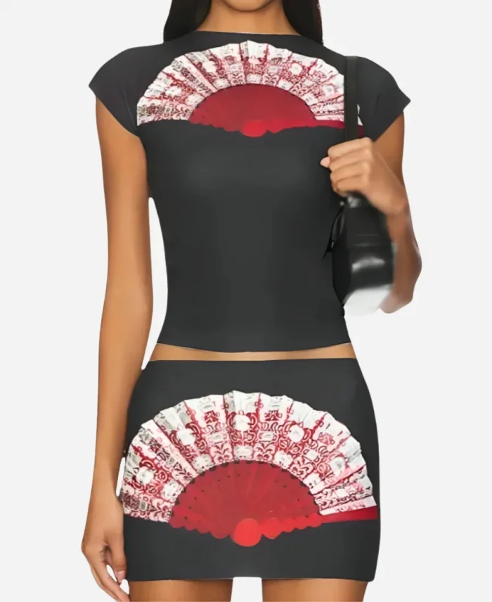 Beyond The Gates RhonniRose Mantilla Fan Print Top