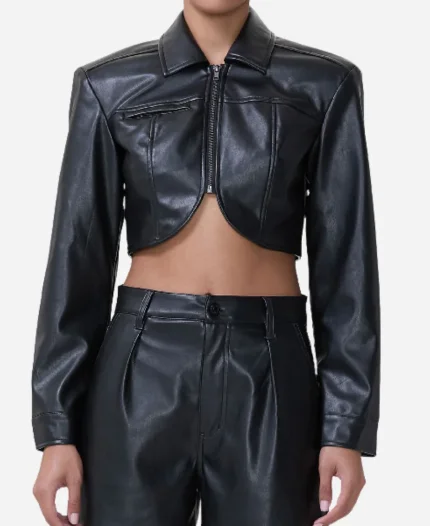 Beyond the Gates 2025 Trisha Mann-Grant Black Cropped Leather Jacket