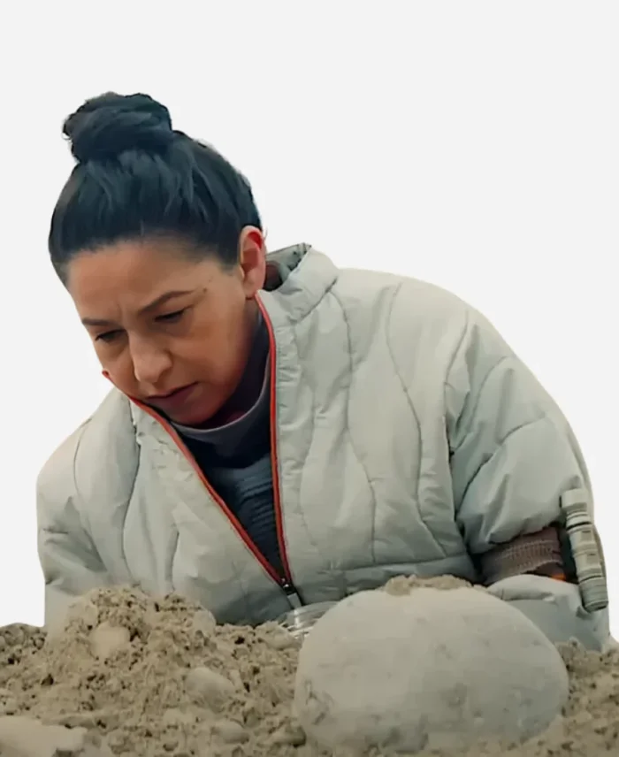 Bharadwaj Murderbot S01 2025 Tamara Podemski Grey Quilted Jacket
