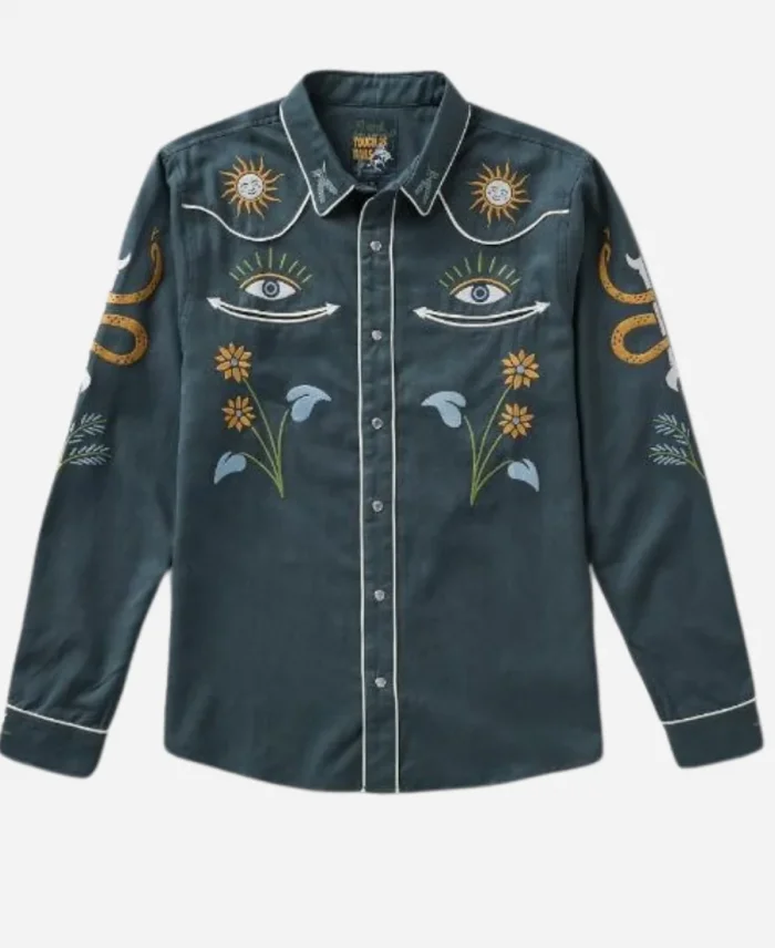 Bill Murray The Phoenician Scheme 2025 Blue Western Shirt