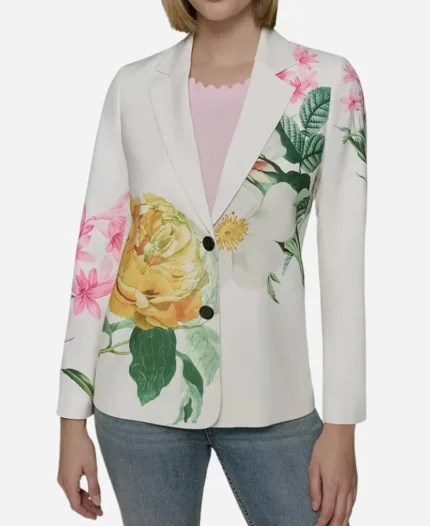 Bold And The Beautiful Katherine Kelly Lang White Floral Blazer