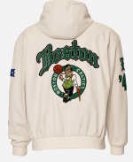 Jeff Hamilton NBA Boston Celtics 1946 Zip-Up White Leather Jacket