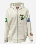 Jeff Hamilton NBA Boston Celtics Zip-Up Black And White Leather Jacket