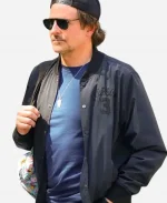 Bradley Cooper New York City 2025 Black Varsity Bomber Jacket