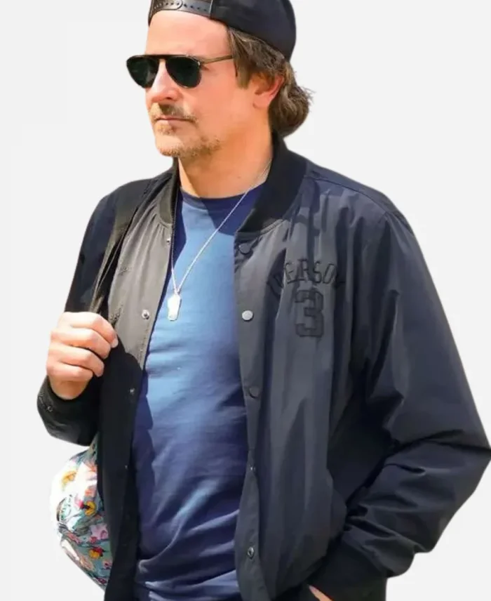 Bradley Cooper New York City 2025 Black Varsity Bomber Jacket