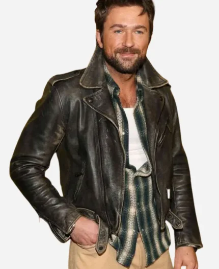Brandon Sklenar Drop 2025 Premiere Night Leather Jacket