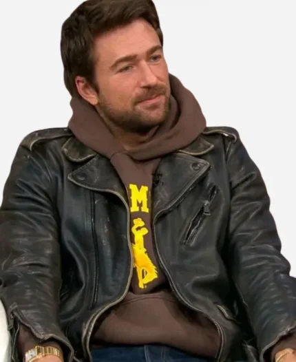 Brandon Sklenar Drop SXSW Film Festival 2025 Black Leather Jacket