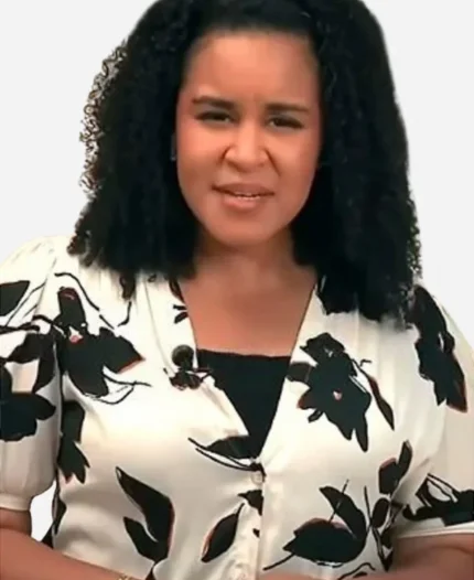 CBS Evening News Elise Preston White Floral Top