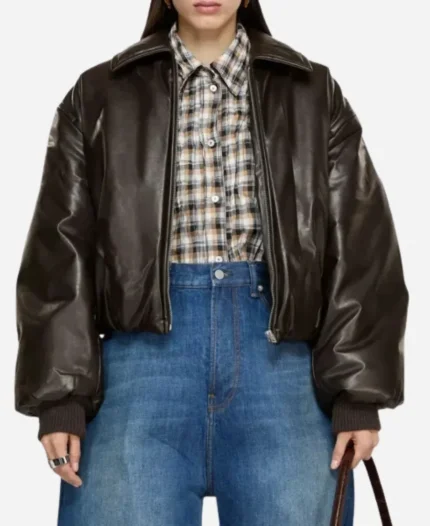 Camila Cabello 2025 Bomber Brown Leather Jacket