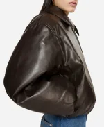 Camila Cabello 2025 Bomber Leather Brown Jacket