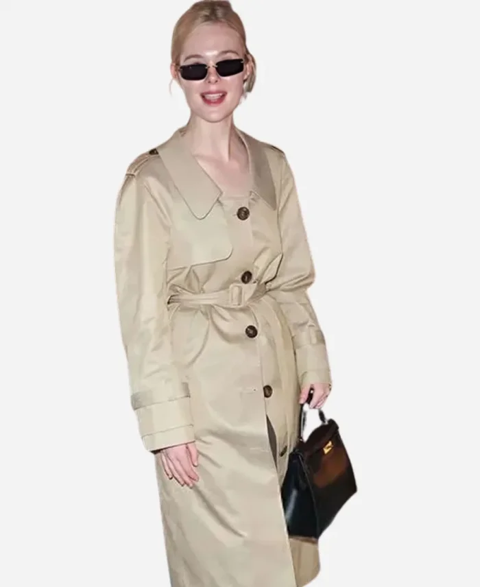 Cannes 2025 Elle Fanning Beige Trench Coat