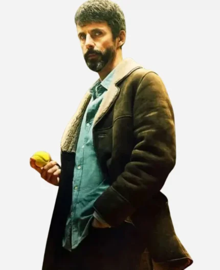 Carl Morck Tv Series Dept Q 2025 Matthew Goode Shearling Brown Suede Leather Coat