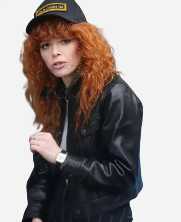 Charlie Cale Poker Face 2025 Natasha Lyonne Black Leather Jacket