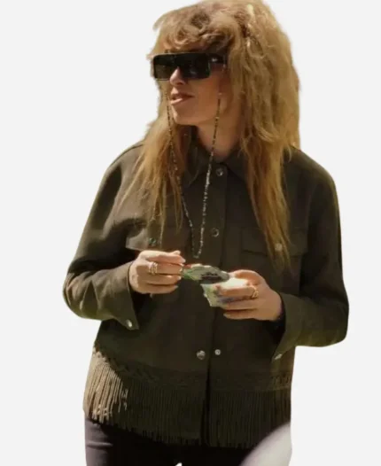 Charlie Cale Poker Face Green Fringe Leather Jacket
