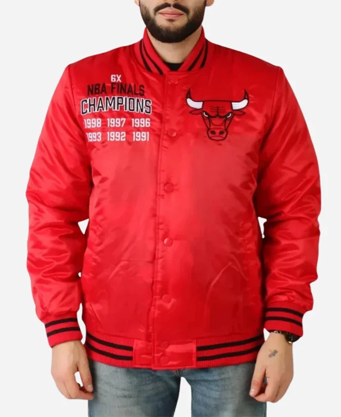Chicago Bulls Champions 6X Finals Red Varsity Jacket
