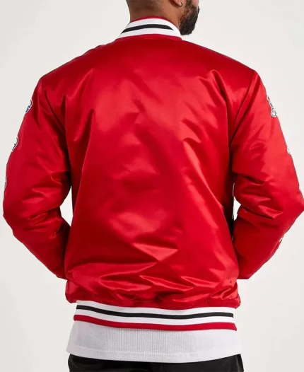 Chicago Bulls Championship Red Letterman Varsity Jacket For Unisex