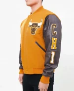 Chicago Bulls NBA Championship Logo Yellow Varsity Jacket