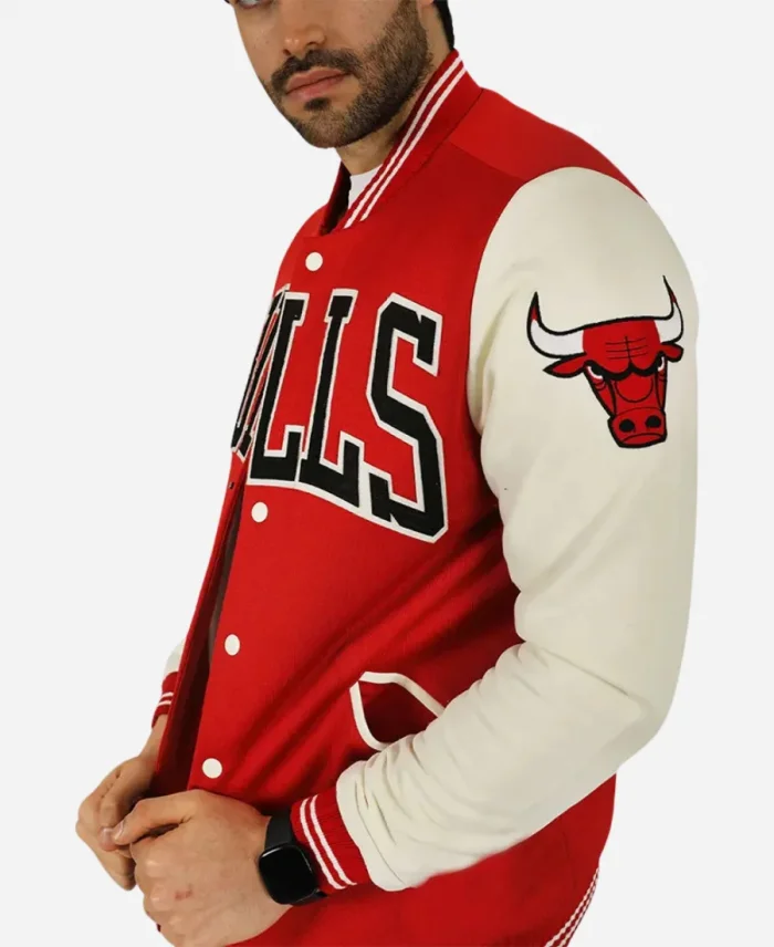 Chicago Bulls NBA Red Wool Letterman Varsity Jacket For Unisex