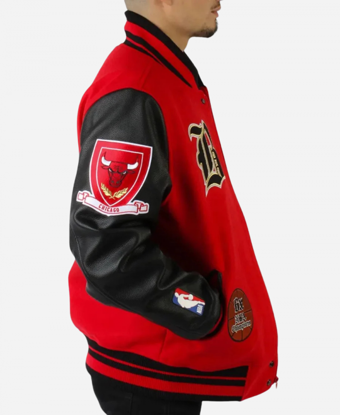Chicago Bulls Plaid Patches Letterman Varsity Jacket