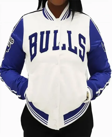 Chicago Bulls Two Tone NBA Letterman Varsity Jacket