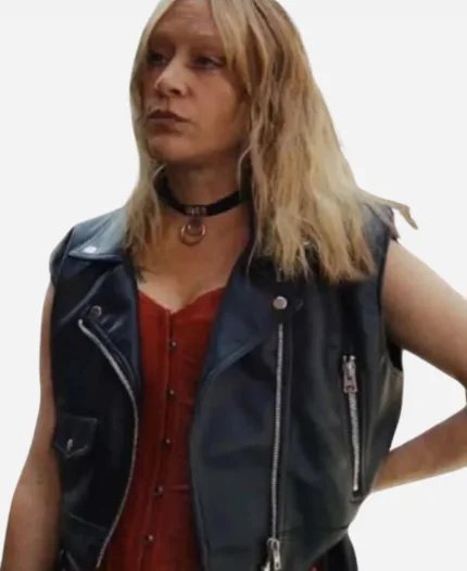 Chloë Sevigny Tv Series Poker Face Ruby Ruin Black Biker Leather Vest