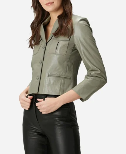Christine Mokhtar Reunion 2025 Leather Green Jacket
