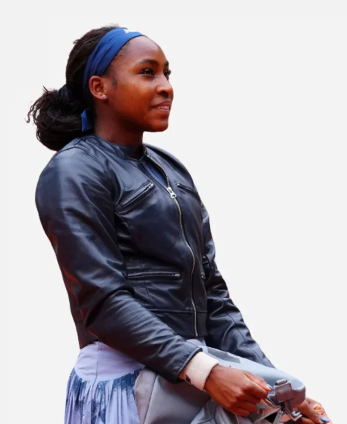 Coco Gauff Black Leather Jacket