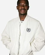 Damson Idris F1 The Movie 2025 Joshua Pearce White Bomber Jacket