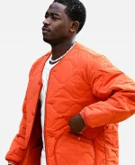 Damson Idris F1 The Movie Orange Quilted Jacket