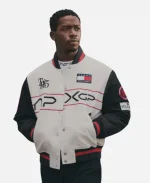 Damson Idris Tommy Hilfiger Whiteย Varsityย Jacket