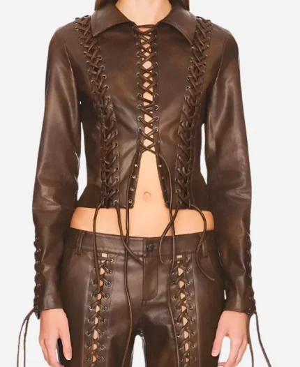 Dana TV Series Beyond The Gates 2025 Trisha Mann Leather Lace-Up Jacket