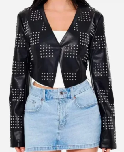 Divorced Sistas 2025 Studded Checkered Leather Jacket