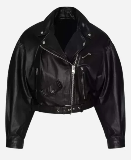 Down Home Fab 2025 Chelsea DeBoer Black Cropped Leather Jacket For Sale
