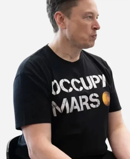 Elon Musk Occupy Mars Black Printed T-Shirt For Sale