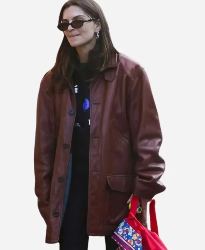 Emily Ratajkowski 2025 Burgundy Jacket