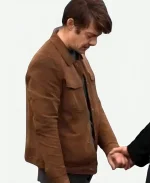Félix Kysyl Movie Misericordia 2025 Jérémie Pastor Brown Suede Leather Jacket