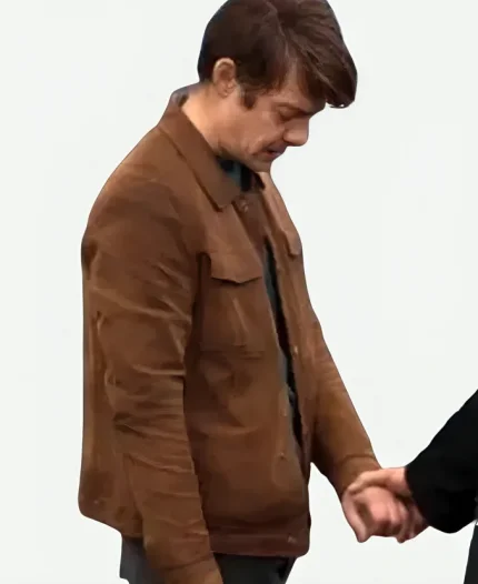 Félix Kysyl Movie Misericordia 2025 Jérémie Pastor Brown Suede Leather Jacket