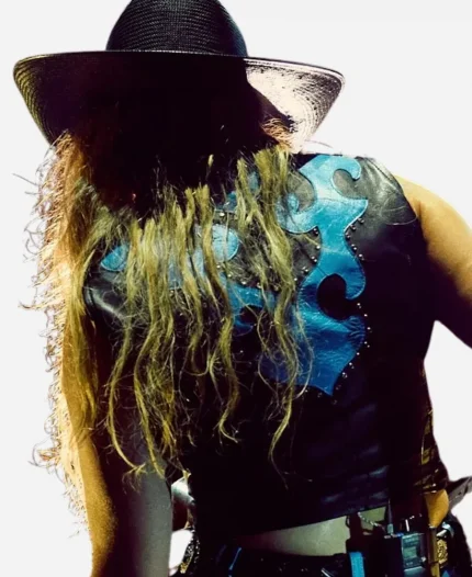 Festival Season 2025 Gulf Coast Jam Lainey Wilson Blue and Black Leather Vest