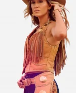 Festival Season 2025 Lainey Wilson Railbird Festival Brown Fringe Leather Vest