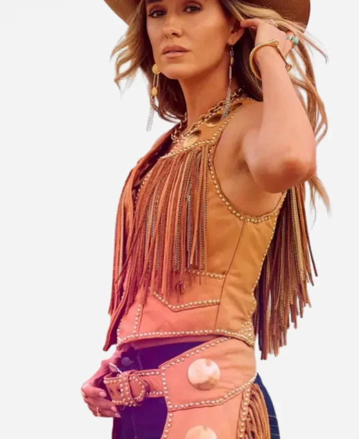 Festival Season 2025 Lainey Wilson Railbird Festival Brown Fringe Leather Vest