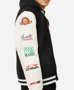 Formula 1 F175 Logo Woven Black And White Varsity Jacket
