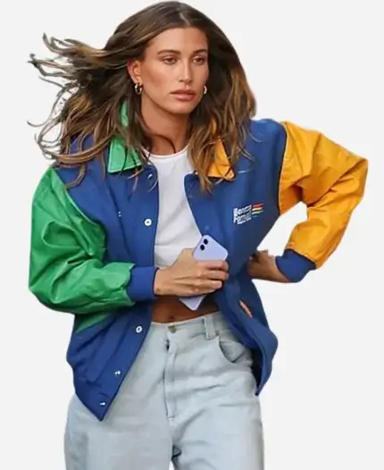 Formula 1 Hailey Bieber Benetton Bomber Jacket