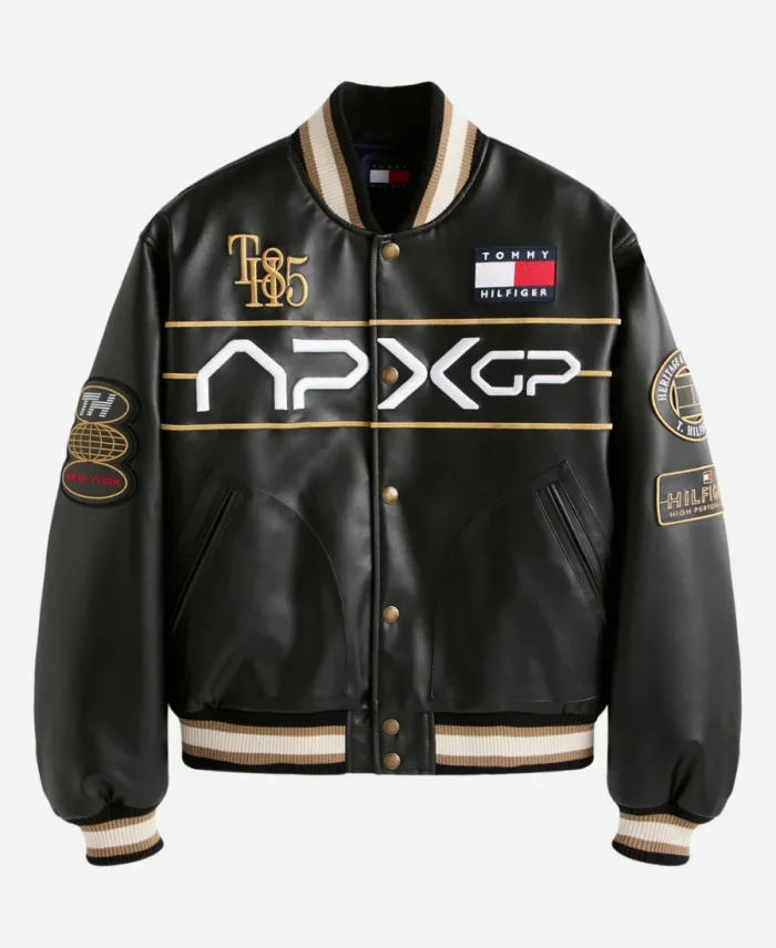 Formula 1 The Movie 2025 Tommy Hilfiger Black Racing Varsity Jacket For Sale