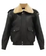 Fountain of Youth Eiza González Shearling Black Leather Jacket